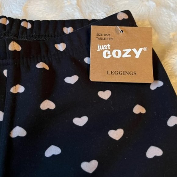 2/$40 Just Cozy Black Leggings with Hearts Ladies Size XS/S NWT - Picture 3 of 11
